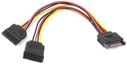 Bolwins K14S - Cable alargador SATA de 15 pines SATA macho a 2 conectores SATA hembra para disco duro SSD SATA cable de alimentación HDD Y