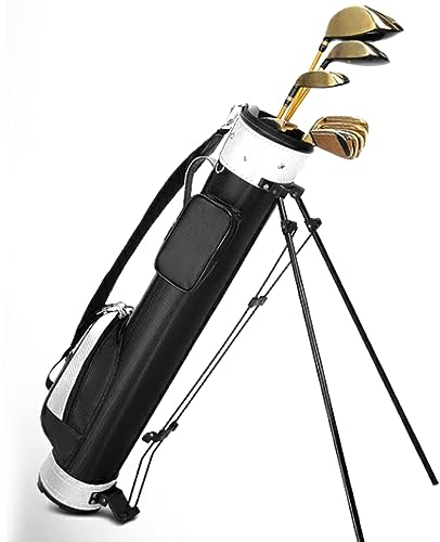 Golftaschen mit Ständer und Riemen, Pitch und Putt Golftasche, Tragbare Golf Tragetasche mit 2 Tragetaschen, für bis zu 9 Schläger (Color : Silber)