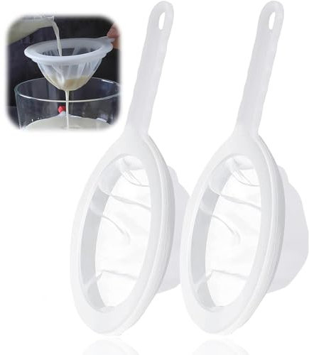 Sieb Filter Feines mit Griff 2PCS Nylon Sieb Passiersieb Haarsieb Küche Plastiksieb Küche Sieb Plastik Kunststoff Küchensieb, Wiederverwendbarer Haarsieb Küche,Fein Kunststoff für Saft Milch