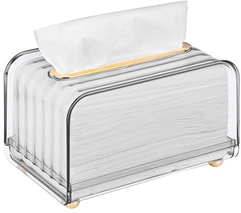 Belle Vous Transparente Taschentuchbox aus Kunststoff - Kosmetiktücher Box aus Papier - Rechteckiger Spender für Taschentücher und Küchenrollen - Feuchtes Toilettenpapier Box