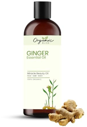 Organic Bliss Ginger Essential Oil 100% Pure and Natural Therapeutic Grade Essential Oil for Hair Skin Care (50 ML)