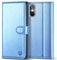 Kuafcase Compatible for iPhone X/XS Case with 4 Card Slots Magnetic Closure Kickstand Shockproof Protective Phone Case Compatible for iPhone X/XS - Sky Blue