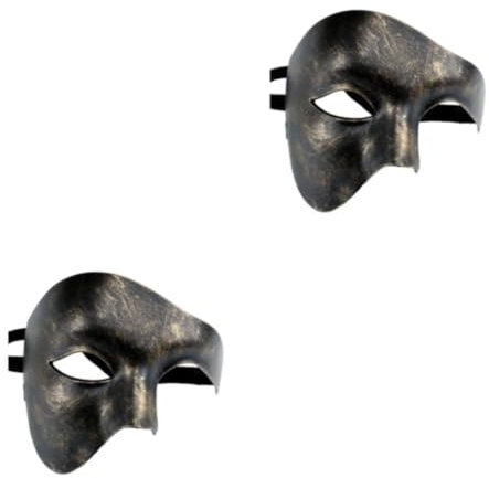 susiodeu 2 Ensemble de Demi- Pour masque à large application pour les fêtes et événements masqués Masques de mascarade en plastique léger Noir or brossé, Or brossé noir 2Ensemble