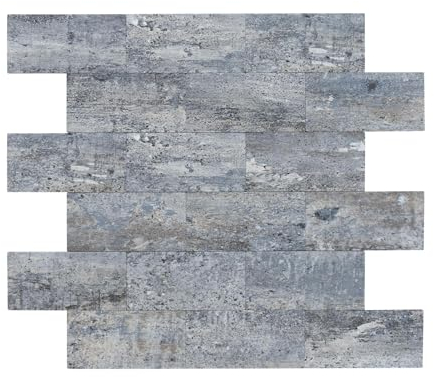 Dalsys 1m² Panneaux muraux autocollants, marbre pierre, bleu-gris, 11 pièces