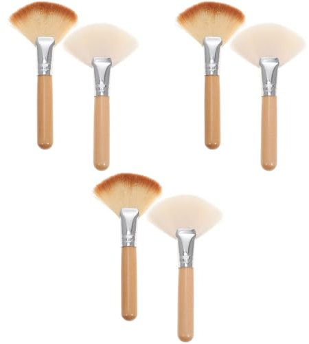 FRCOLOR Lot de 6 pinceaux de maquillage en vrac pour le visage, perles de bronzage, surligneurs, éventails, pinceaux de maquillage avec manche court