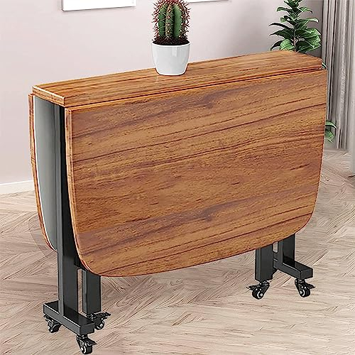 Generic Mesa de comedor plegable con ruedas móviles para espacios pequeños, mesa rectangular extensible para cocina, mesa de comedor con hojas colgantes
