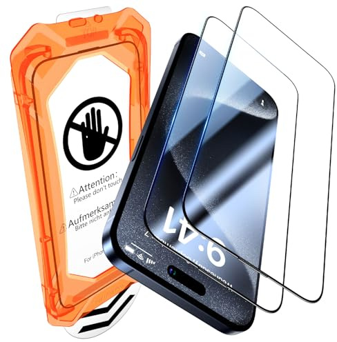 UniqueMe for iPhone 15 Pro Screen Protector - 2 Pack | Easy to Install,9H Tempered Glass,6.1 inch,Full Coverage,Bubble Free,Ultra Resistant,Case Friendly,Scratch-proof