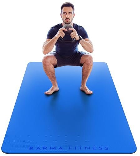 Große Trainingsmatte von Karma Fitness – Extra breite und extra dicke Yogamatte (183 cm x 80 cm x 10 mm), TPE-Fitnessmatte mit kostenlosen Tragegurten, perfekt für HiiT-Heimtraining und Pilates „STAR