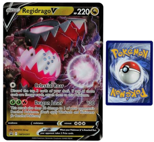 Generisch für Pokemon Sammelkarten - Regidrago V SWSH281 - ENGLISCH - Oversized XXL Promo Karte - Mega Jumbo Einzelkarte (Regidrago V)