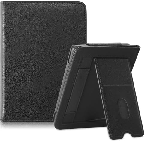 Xuanbeier Custodia Protettiva Compatibile con Kobo Clara Color/Clara BW/Clara 2E e Tolino Shine Color/Shine 5/Shine 4 6 e-Book con cinturino da polso e funzione Auto Sleep/Wake,Nero