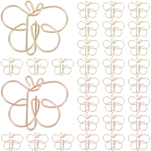craspire 50 Stück 2 Farben Schmetterlings-Büroklammern Golden Rose Gold Binder Büroklammern Klammern Eisen Lesezeichenklammern Planer Memospender Für Bürobedarf Schule Zuhause Aktennotizen