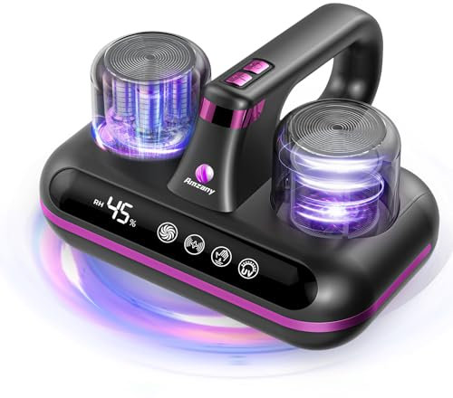 Amzany Mattress Vacuum Cleaner - 5-in-1 Cordless Bed Vacuum Cleaner, Powered by Ultrasonic Technology, 16Kpa Strong Suction,Low Noise,Suitable for Dust, Pet Hair, Etc - Grey