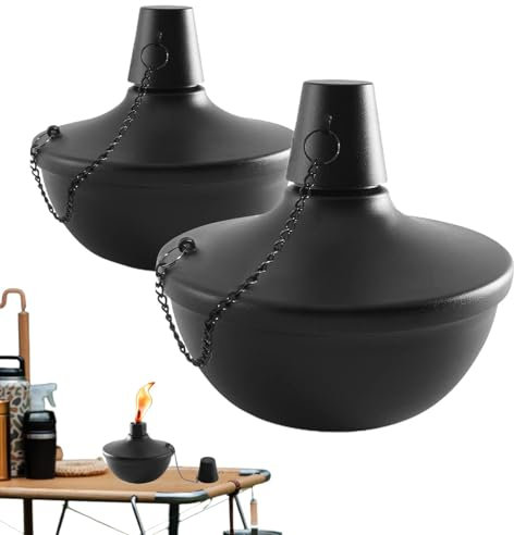 Lnhgh Citronella Tischfackeln, 2er-Pack Metall-Tischfackeln - Mit Öl nachfüllbare Tischleuchte,Dekorative Tischlaterne mit Dochten und Abdeckungen für Zuhause, Terrasse, Terrasse, Versammlungen