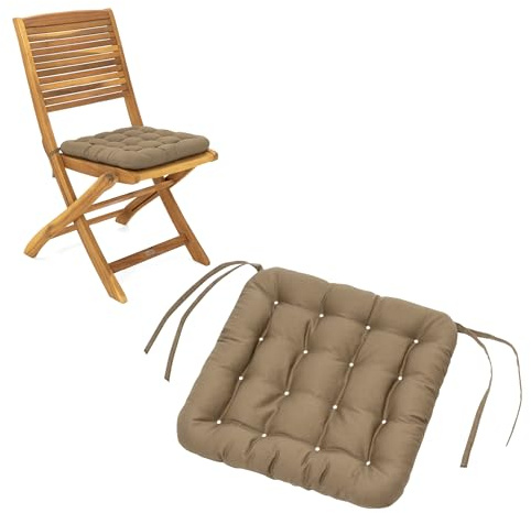 HAVE A SEAT Living - Sitzkissen Outdoor 40x40 (2 St.) - Bequeme Gartenstuhlauflagen - Wetterfest, Waschbar bis 95°C, Orthopädisch - Made in Germany (2er Set - 40x40 cm, Goldbraun)