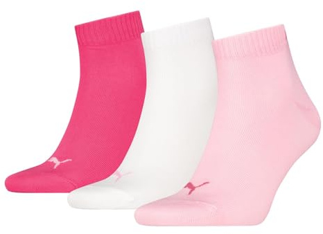 PUMA unisex Quarter Sportsocken Kurzsocken Socken 3 Paar, Farbe:Mehrfarbig, Menge:3 Paar (1x 3er Pack), Größe:35-38, Artikel:-422 pink lady