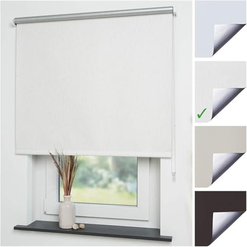 Liedeco® Rollo, Fenster Rollo, Kettenzug-Rollo / 192 x 180 cm (Breite x Höhe), Leinen Silber/Thermo-Beschichtung, Verdunkelnd, Blickdicht/Breiten 60-200 cm/Variable Montage möglich