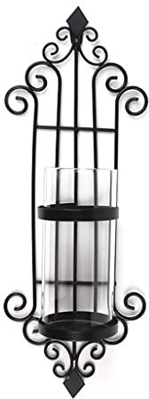 Portacandele Porta a parete in ferro battuto parete appesa a candela in vetro nero adatto for la cena soggiorno cucina sala da pranzo Portacandele