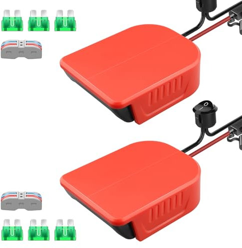 2 Pack Power Wheel für Worx 20V WA3553 Li-Ion Akku-Adapter, Konverter mit Sicherungen & 14AWG Draht & Drahtklemmen & Steuerschalter, für DIY Ride On Cars, RC Spielzeug, Rc Truck, Robotik