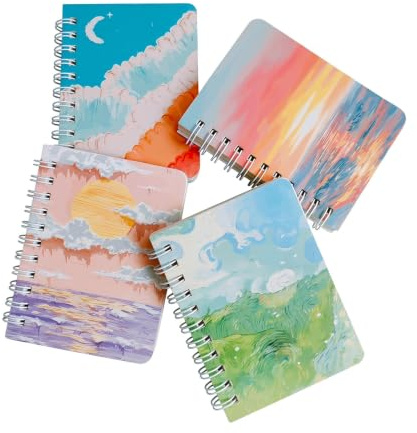 ZAYOIZY 4pcs Mini Blank Spiral Sketchbook Small Pocket Notebooks Compact Notepads, Little A7 Spiral Notebooks for Daily Journaling/Note Taking, 80 Sheets/160 Pages