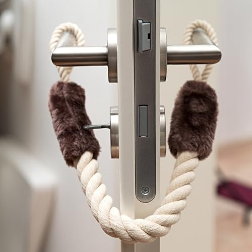 3 PAGEN® Türstopper Klinke, Baumwolle Türkordel, Klemmschutz für Haustier, Kind und Baby, weich und waschbar, Türstopper Seil, Kinder Fingerschutz, Länge 60 cm