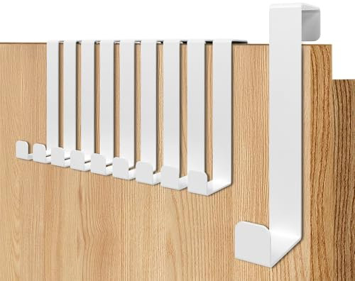 Menz Porte-manteau pour porte, set de 10 - crochet porte blanc, 1,6-2,2 cm x 8 cm - fixation stable, attache durable