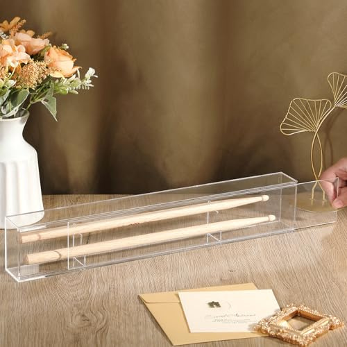 Silipull Drumstick Vitrine Double Drum Stick Holder Case | 45,7 x 5,1 x 8,9 cm transparente Acryl-Vitrine, Wandmontage, UV-Schutz, Schlagzeug-Geschenk, für Sammler, Souvenirs
