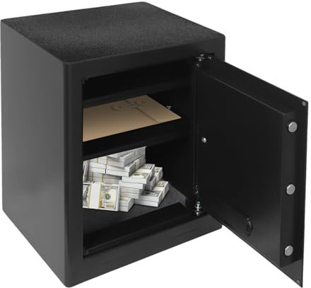 43L Groß Feuerfeste Safe Tresor für Zuhause, Elektronische Geldtresor mit Zahlenschloss und Schlüssel, Wandtresor für Bargeld Wertsachen A4 Dokumente