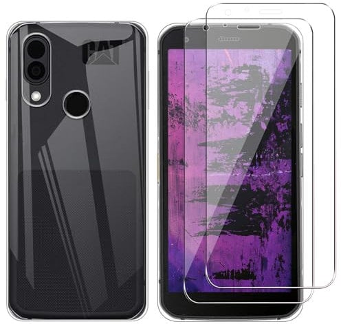 KUSINHOKA Cover per Cat S62 PRO + [2 Pezzi] Pellicola Vetro Temperato, Morbido Silicone [Antiurto] Custodia, Leggero [Anti-Graffio] TPU Trasparente Protettiva Custodia per Cat S62 PRO