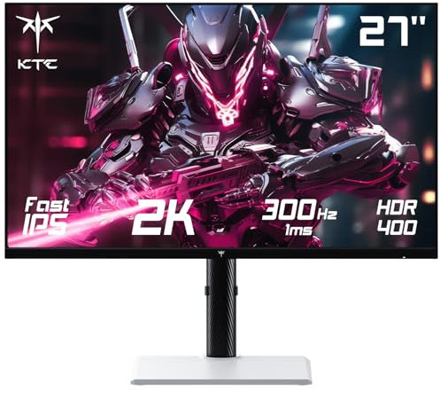 KTC Gaming Monitor 27 Zoll, 300Hz 280hz 240hz, QHD, Fast IPS, 1ms, 2K 2560 x 1440P, Freesync & G-sync, Weiße PC Bildschirm, 144% sRGB, HDR400, Blaulicht Reduktion, VESA 100x100, DP1.4/HDMI 2.1, H27E6