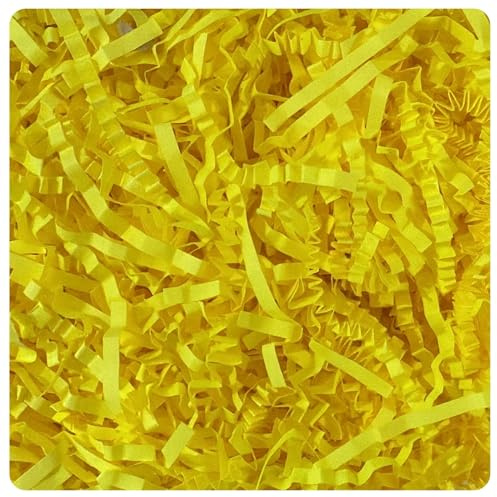 AKH® Papier déchiqueté d'herbe de Pâques | Remplissage de panier coloré et décoration | Herbe pastel pour la chasse aux œufs, cadeau et décoration de fête | Respectueux de l'environnement (jaune)