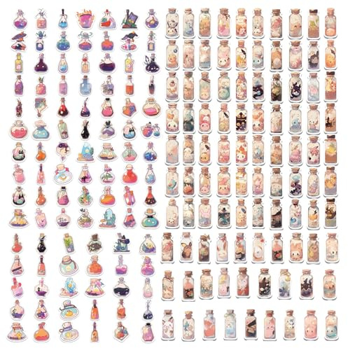 UDNFHL 200 Pieces Cartoon Potion Bottle Stickers, Waterproof Stickers, Creative Graffiti Stickers, Which Can Decorate Computers, Suitcases, Albums and Skateboards