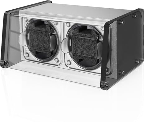 Watch Winder Smith Uhrenbeweger mit Mittelrotationsstoppfunktion – für 2 Uhren – geeignet für große Herren-Automatikuhren (Natürlich/Grau)