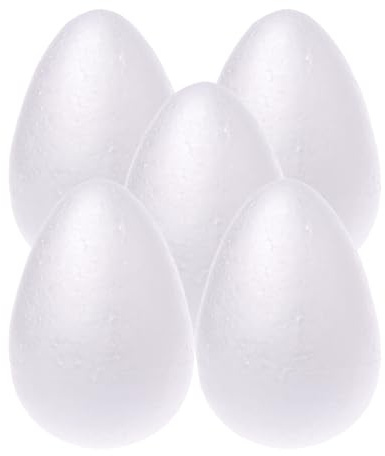 YiNLuax 5 Stück 12 cm weiße Schaumstoff-Eier, Modell, Styropor, Schaumstoff-Eier, Form, Osterdekoration, Kinder-Ostereier