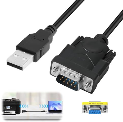 USB to RS232 Serial Adapter USB2.0 Male to RS232 Female DB9 Serial 9 Pin Converter Cable with CH340 Chipset 2M/6ft Windows XP, Windows Vista 7/8/10, Mac OS 8.6