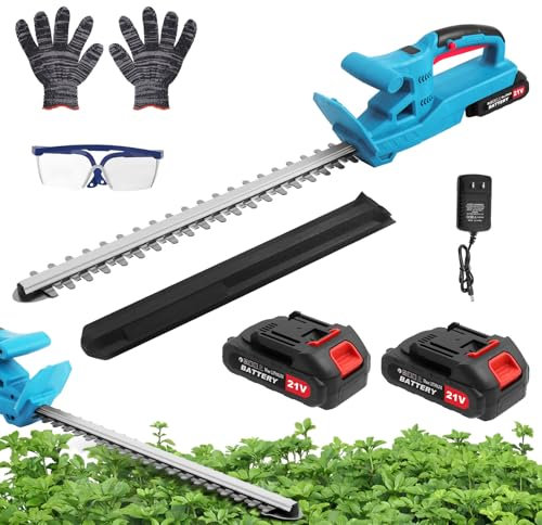 Cordless Hedge Trimmer, 21V Electric Hedge Trimmer with Battery & Charger, Lightweight Hedge Cutters, 50cm Cutting Blade, Battery Hedge Trimmers Garden Strimmer for Trimming Hedges, Shrubs