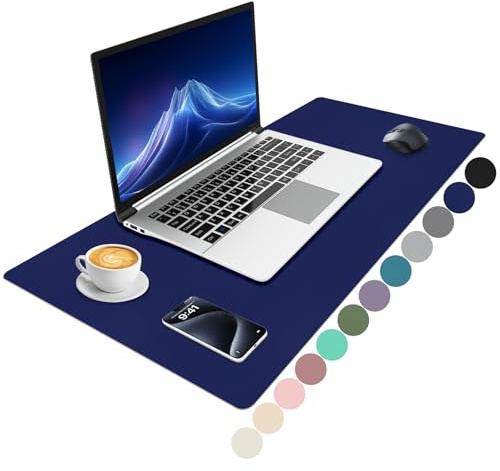 Niviy Schreibtischunterlage XXL Mauspad,Organizer Schreibtischmatte Rutschfester PU Leder schreibunterlage,wasserdichter Tischunterlage Office Mousepad für Büro,Home und Laptop 80X40cm Dunkelblau