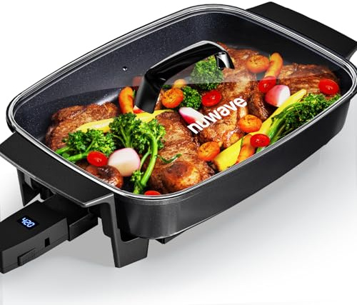 Nuwave Medley XL Digital Electric Skillet, Family Size Griddle w/Glass Lid