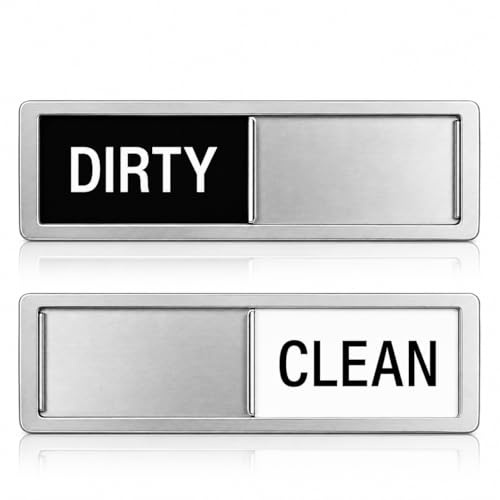 Dishwasher Magnet Clean Dirty Sign, Clean Dirty Dishwasher Magnet Sign, Dishwasher Sign Non-Scratch Strong Magnetic Backing，Double-Sided Adhesives Stickers Magnet Indicator for Kitchen Organization