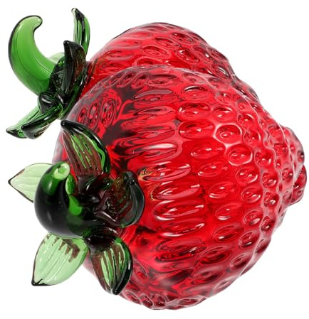 LOORGVEL Künstliche Erdbeerfigur Aus Kristallglas 2 Stück Obstdeko Für Küche Wohnzimmer Restaurant Und Café Tischdekoration Fotorequisite Geschenkidee Für Muttertag Weihnachten Geburtstag