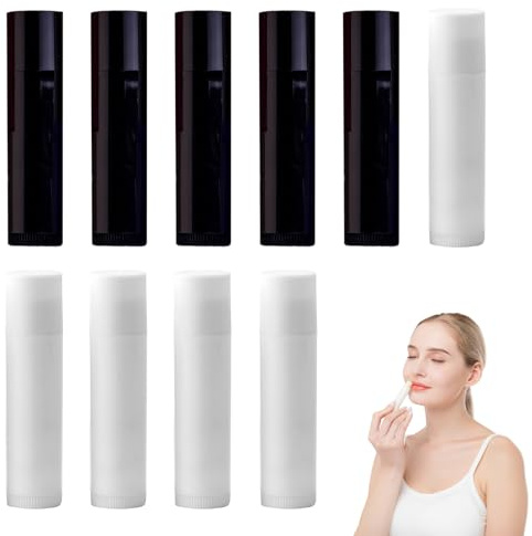 10Stück Lippenstift Hülsen Leer,Lippenstifthülsen Leer,Lippenbalsam Behälter,Lippenpflegestift Selber Machen,Wiederverwendbar Befüllen Tubes,Nachfüllbar mit Kappe für Diy Hausgemachte Lippenbalsams
