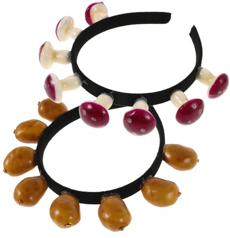 Garneck 2 Stück 3D Gemüse Haarreif aus Kunststoff Kartoffel Pilz Haarband für Weihnachten Cosplay Make Up Leichtes Party Kostüm Zubehör für Erwachsene