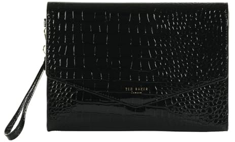 Ted Baker Clutch Handgelenktasche Wesslie Croc Effect Icon Envelope Pouch Black schwarz