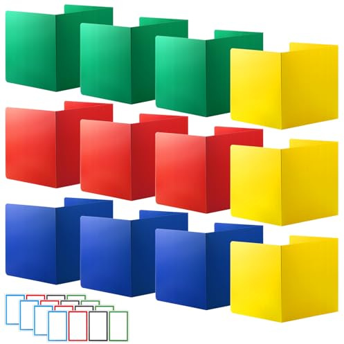 LDHHYH 12 Stück Sichtschutz Schule Trennwände 4 Farben PP Kunststoff Trennwand Schreibtisch 42.5x35.5x34.3cm Faltbar Lernbüro Grundschule mit Aufklebern Zuverlässig