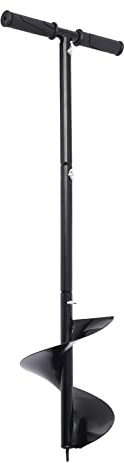Bdneygtyr Erdbohrer Hand, Handerdbohrer 20cm Spiralschnecke Manueller Erdlochbohrer für Garten Zaunpfähle Pflanzen Eisbohrung Stahl T-Griff Zerlegbar Eisbohrer Leicht Transportierbar