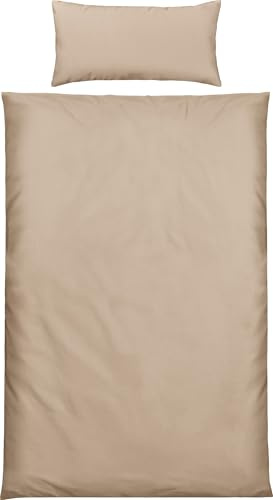 Erwin Müller Bettwäsche, Bettgarnitur Mako-Satin Landshut, 100% Baumwolle - seidiger Glanz, mit praktischem Reißverschluss - Taupe Größe 40x80 cm / 135x220 cm