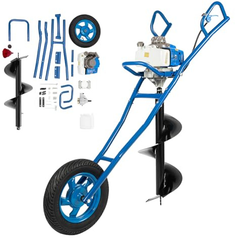 ROGONPDK 63CC 2 tempi, trapano a terra, trapano a benzina, trapano a terra da 11, trapano da giardino, benzina, per uso in cantieri, fattorie e frutteti