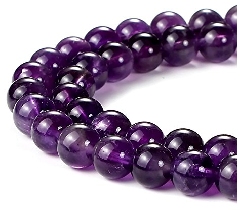 HAAMIIQII 45pcs 8mm Natürliche Amethyst Perlen Kristallquarz Runde Lose Edelstein Perlen für Schmuck Herstellung DIY Armband Halskette