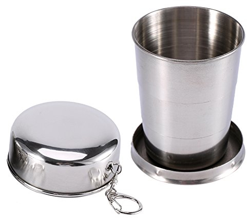 Yosoo Tasse Rétractable en Acier Inoxydable Verre Pliable pour Camping Voyage Randonnée (S)