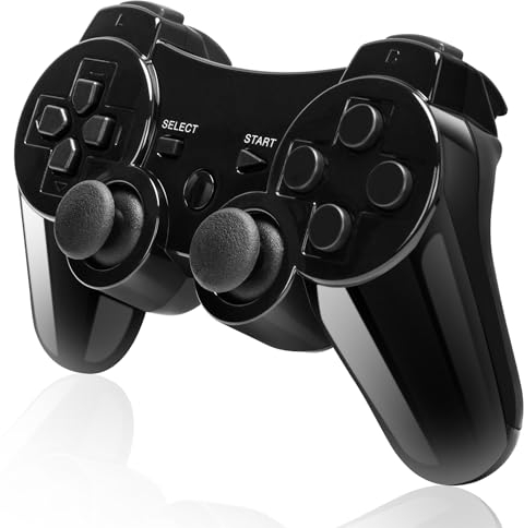 BLUELAKE performance Doppelter vibrierender Wireless Controller für PS3 mit Lade Kabe(Schwarz)
