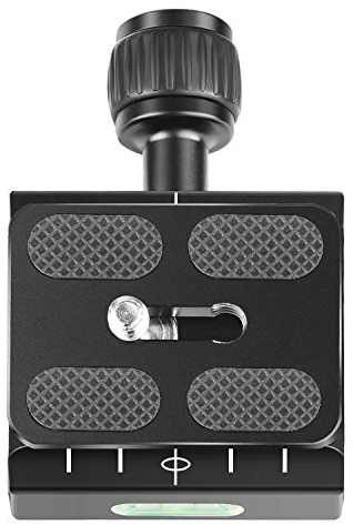NEEWER Metal 50mm Abrazadera de Base de Zapata Rápida y Placa QR con Nivel de Burbuja y Perilla de Palanca Ajustable, Compatible con Arca-Swiss Estándar para Trípode Rotativo